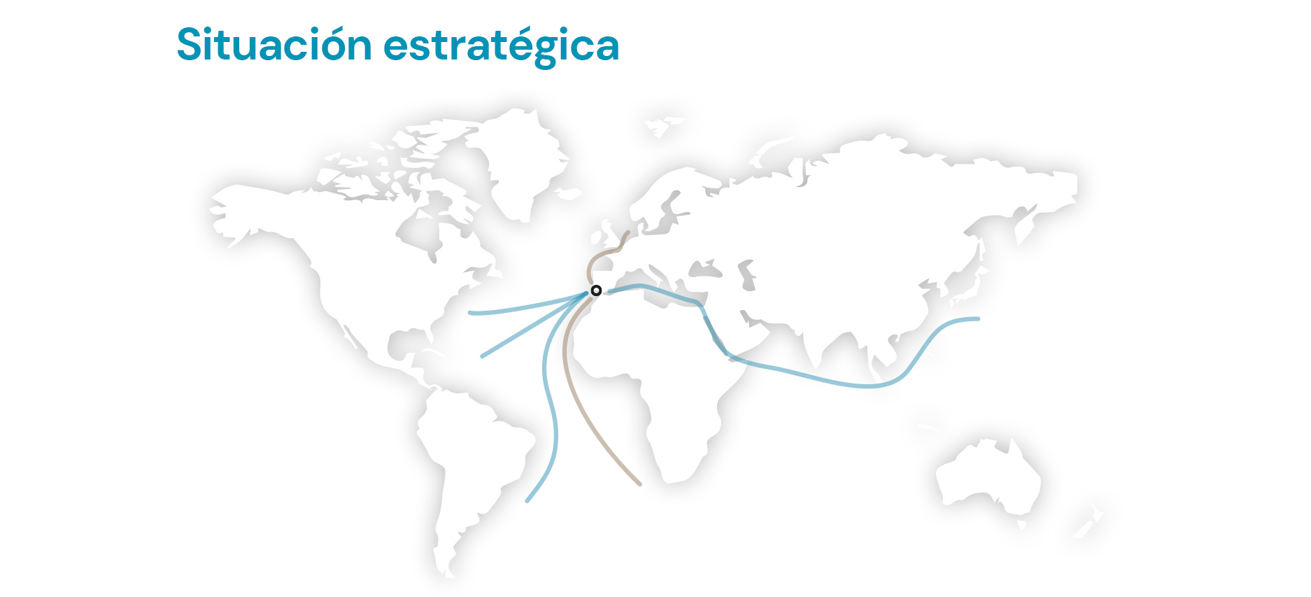 Mapa con las principales rutas marítimas del Puerto de Huelva